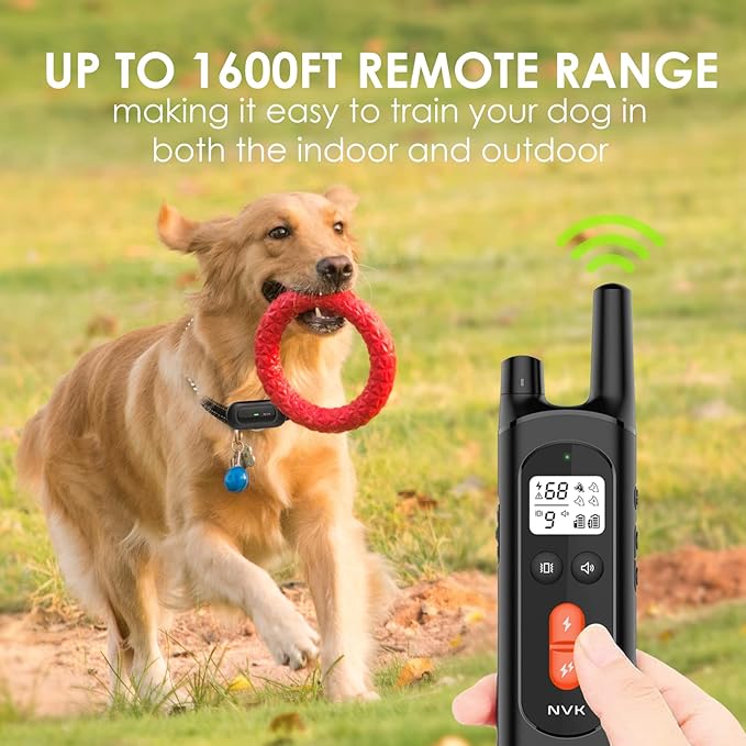 NVK Shock Collar for 2 Dogs, Dog Training Collar with Remote for Small Medium Large Dogs, Rechargeable Dog Shock Collar with Shock, Vibration, Beeps Modes, IPX7 Waterproof, Range up to 1600Ft