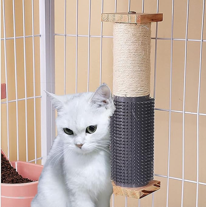 SHENGOCASE 2-Pack Cat Scratching Post for Crate Cage, Cage Mounted Scratching Post with Self Groomer and Massager, Cat Kennel Playpen Accessories