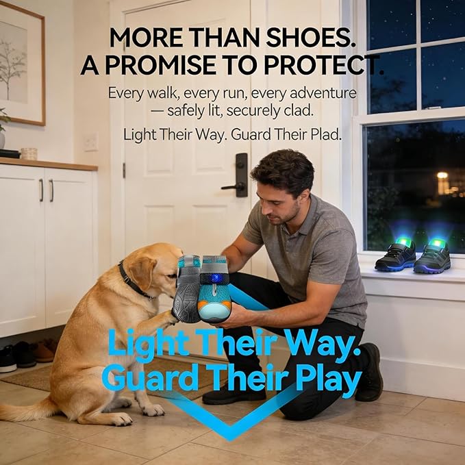 Cat Shoes with Lights - Breathable Non Slip Pet Supplies - Bright Boots with Lights for Cats - for Training & Safety on Night Walks on Hot Asphalt