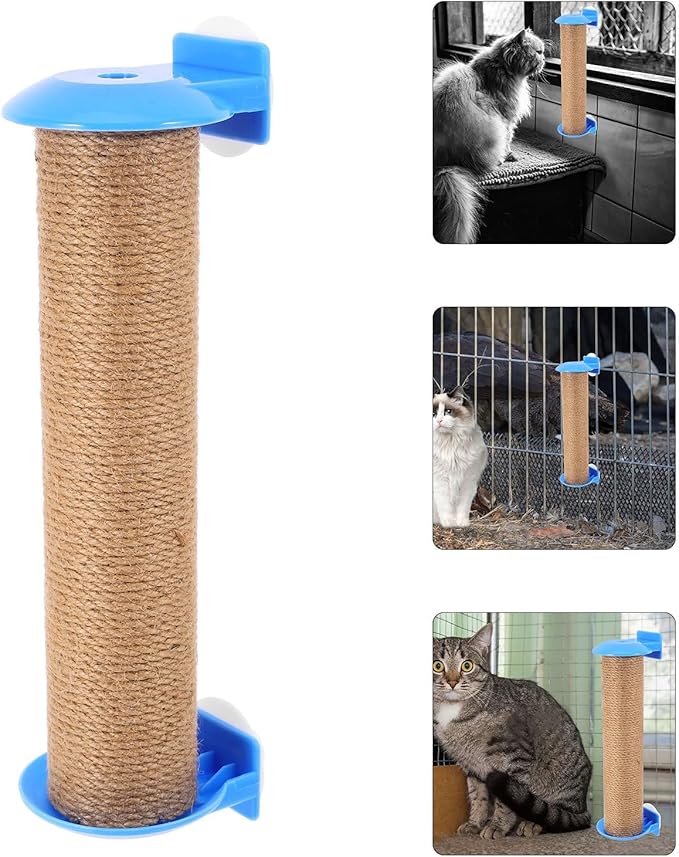 Happyyami Small Cat Scratching Post Replacement Pole with Jute Rope, 30cm Blue Sisal Scratcher Accessory for Indoor Cats and Kitten