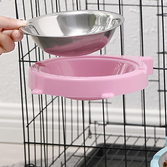 2Pcs Colorful Hanging Pet Bowls for Food and Water Cage Mounted Feeding Statin Feeder Bowls for Small Animal Pet Supply Kennel Feeder Bowl for Dog