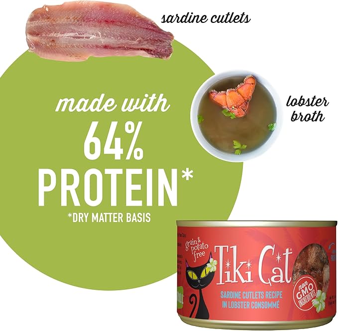 Tiki Cat Grill Wet Cat Food, Sardine Cutlets, 6 oz. Cans (8 Count)