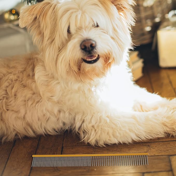 NUOBESTY Pet Comb Dematting Grooming Comb Lightweight Aluminum Small Size for Dog and Cat Hair Care with Tangle Removal Function
