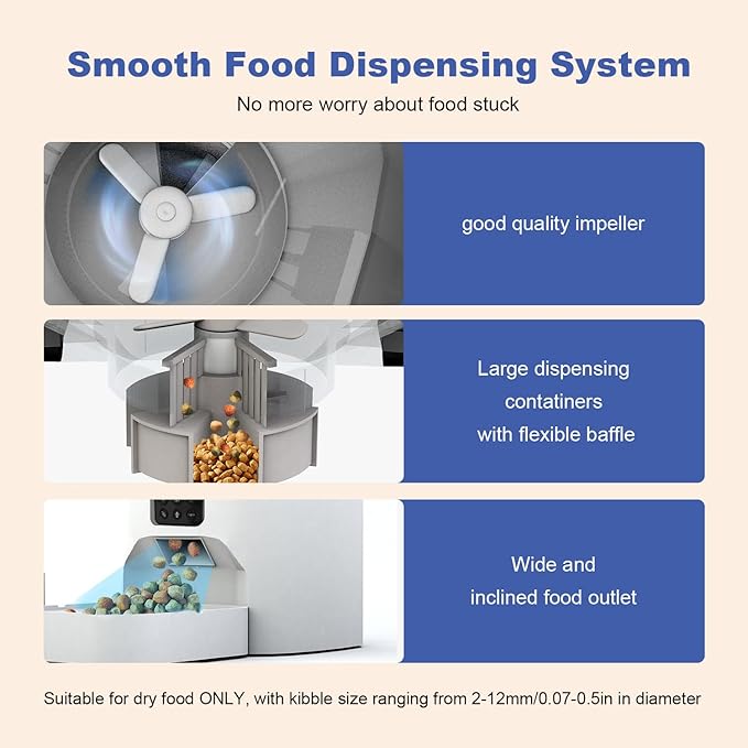 Automatic Cat Feeder, 4L Cat Food Dispenser with 10s Voice Recorder, Pet Feeder up to 8 Meals per Day, Timed Dog Feeder with Dry Food Sealed Ring (White, 4L-Basic)