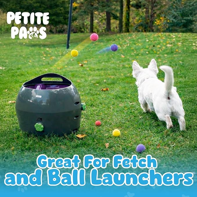 Colorful Squeaky Tennis Balls for Small Dogs and Puppies - 1.5 Inch - 12 Pack - Dog Training Toys for Positive Reinforcement, Interactive Squeaker Ball To Engage Attention Outside, Ball Launcher Fetch
