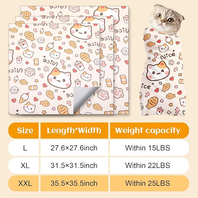 35.5 in Extra Large for Cutting Nails, Self-Adhesive Cat Grooming Wrap Orange Anti-Escape Cat Restraint for Nail Clipping Cat Swaddle Wrap Cat Wrapping Cloth for Pet Cleaning and Beauty