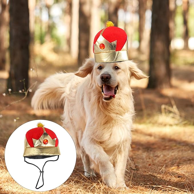 Angoily Dog Cat Crown Hat Adjustable Decorative Puppy Party Pet Supplies Halloween Costume Headwear for Small Medium Pets