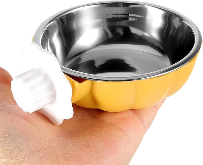 Hanging Pet Feeder Bowl Small Yellow Plastic Cat Feeder Dog Water Bowl for Cage Feeding Supplies