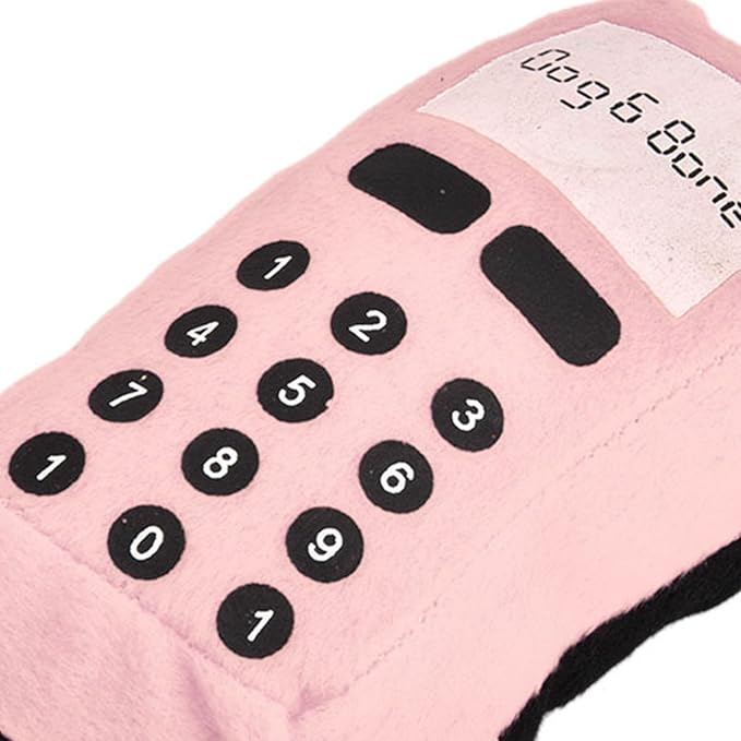 F&Yard Pet Chew Accessory Plush Phone Shape Squeaky Bite Item for Dogs and Cats, Soft Pet Play Supply (Pink)