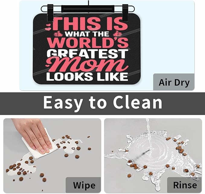 Dog Food Mat Happy Mother's Day Floral Gift for Mom Ln Absorbent Water Bowl Mats Cat Pet Feeding Placemats 24x16In