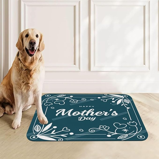 Pet Feeding Mat Absorbent Dog Mat for Food and Water Bowl Dog Accessories Happy Mother's Day Floral Gift for Mom Jn Pet Supplies Dogs Quick Dry Cat Water Dispenser Mats 24x16In