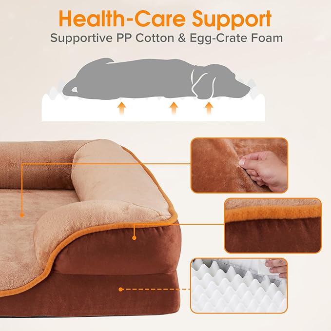 NEWBULIG 35x25 Inch Orthopedic Dog Bed Large Sized, Dog Couch/Sofa Bed with Washable Cover, Waterproof, Memory Foam, Soft Fluffy Surface