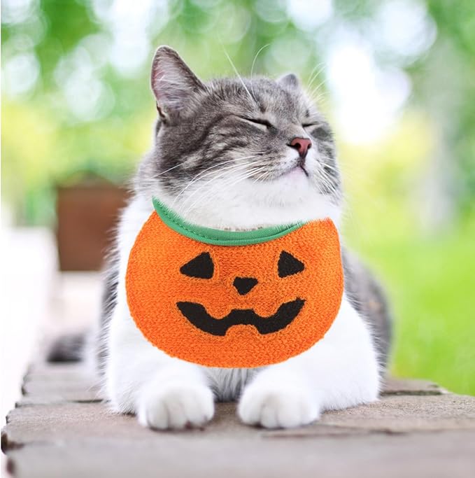 DOITOOL Halloween Pumpkin Dog Bandana Tie-on Pet Bandana Bib for Dogs Under 15 Lbs Comfortable Cotton Material for Halloween Party and Holiday Pet Supplies