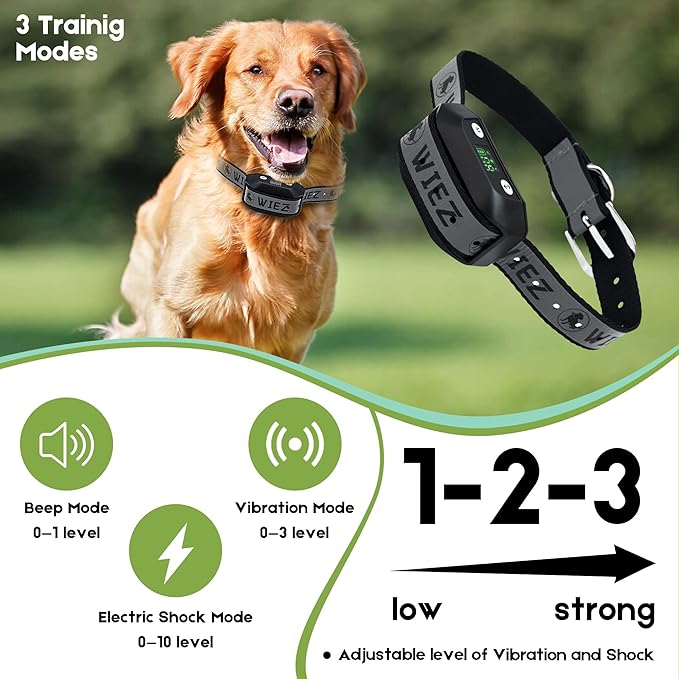 WIEZ GPS Wireless Dog Fence, Electric Dog Fence for Outdoor, Range 65-3281ft, Adjustable Warning Strength, Rechargeable Pet Containment System Suitable for Most Dogs(2 Collars)