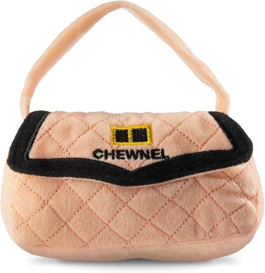 Dog Diggin Designs Chewnel Plush Dog Toy Purse | Luxury-Inspired Parody Designer Handbag with Squeaker, Soft Plush Fashion Dog Toy – Haute Couture Purses & Handbags