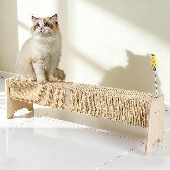 Horizontal Scratching Post, 30" Cat Scratching Post, Sisal Cat Scratch Pad Anti-Slip Strap Spring Toy, Protects Indoor Cat Furniture, Square