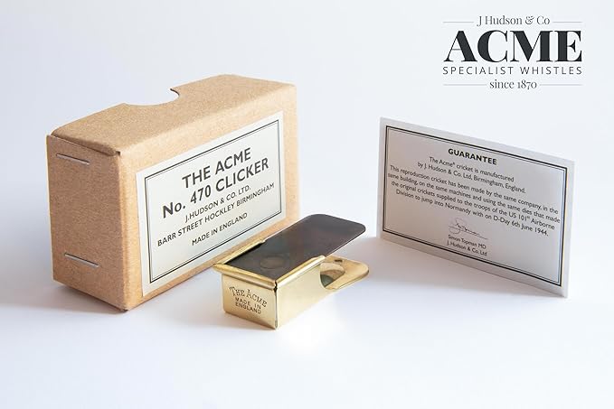 ACME Genuine 470 Dog Training Clicker Cricket - Positive Reinforcement, Loud & Reliable, WWII D-Day Paratrooper Memorabilia. Made in The UK. Solid Brass with a Polished Brass Finish