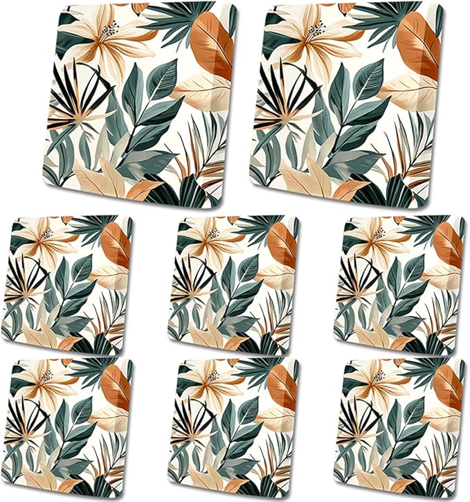 HANDONTIME 8Pcs Outdoor Patio Cushion Covers Modern Plants Stretch Couch Cushion Cover Patio Couch Slipcover for Outdoor/Indoor Washable Non-Slip Furniture Protector for Pet (Dark Green, Cover Only)