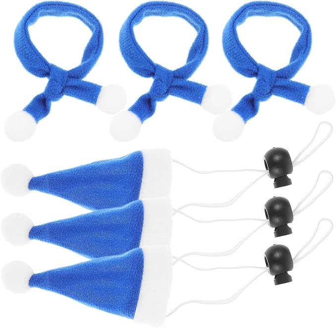GALPADA 6pcs Christmas Pet Costume Set Dog Santa Hat and Blue Plush Scarf Elastic Fit Xmas Party Hat Prop Xmas Pet Supplies for Small to Medium Dogs