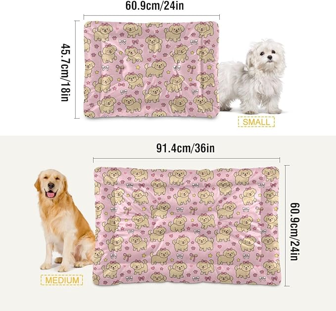 Dog Bed for Crate Washable Pet Sleep Pad, Dogs Print Kennel Mat with Non-Slip Bottom, Soft Fluffy Supplies Pet for Dogs and Cats (24x18 inch)