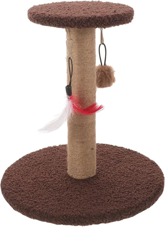 Cabilock Cat Scratching Post with Sisal Rope Sturdy Climbing Tower Multi-Functional Cat Claw Scratcher Pole Brown Round Play and Exercise