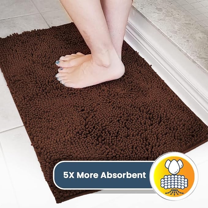 Muddy Mat® | Super Absorbent Door Mat Indoor, Microfiber Quick Dry Chenille Entryway Rug, Non-Slip Front Door Mat, Indoor Mats for Entryway, Machine Washable Pet Rug, Brown 24"x72"