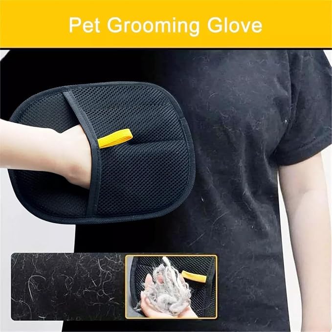 Electrostatic Pet Hair Removal Gloves for Cats, Dogs &Horses, Reusable &Washable for Furniture Couch Carpet Car Seats