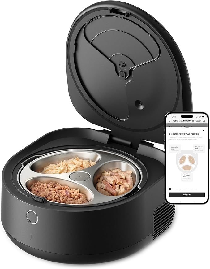 PETLIBRO Automatic Cat Feeder for Wet Food, Refrigerated Cat Feeder with Stainless Steel Bowl and Semiconductor Cooling, App Controlled Pet Food Dispenser Holds 3 Fresh Meals, Easy to Clean