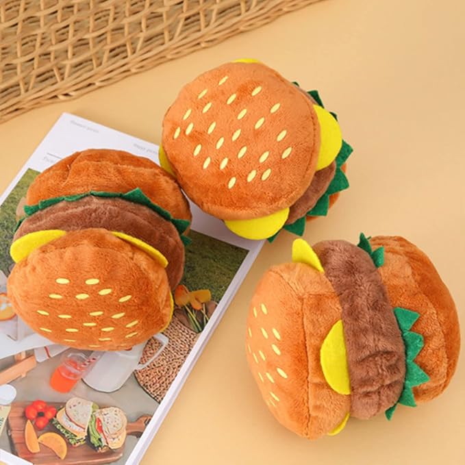 Dog Chew Toy Pet Plush Hamburger Aggressive Chewers Teething Puppy Gift Pet Supplies for Dog Puppies