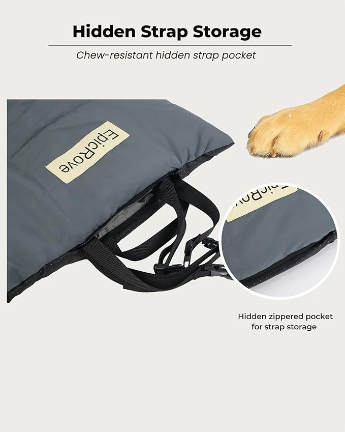 RovePad Trail Dog Bed Mat 43"x27" – Waterproof Non Slip Outdoor Travel Mat for Camping & Car – Silent Peachskin Roll-Up Pad for Medium & Large Dogs, Machine Washable