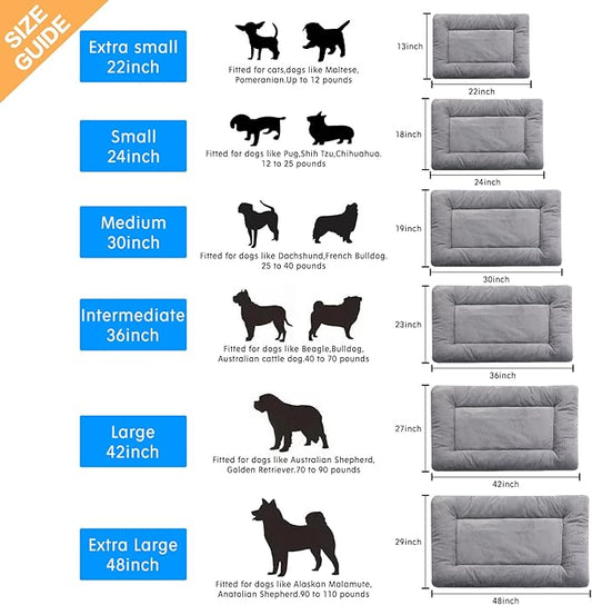 Dog Beds Crate Pad for Small Dogs Ultra Soft Dog Crate Bed Washable & Anti-Slip Kennel Pad,Cat Bed Pad Mat,Gray 24inch