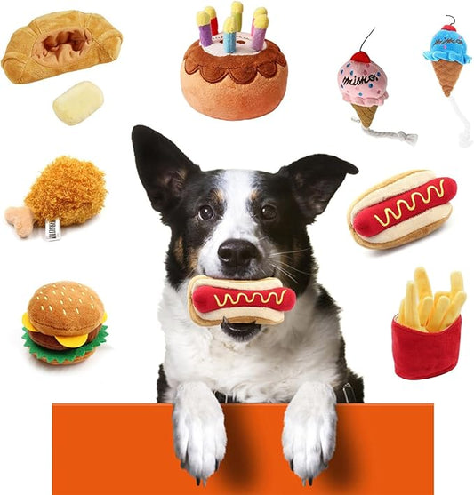 Peiiwdc Stuffed Simulation Food Shape Dogs Squeaky Toy Soft Massage Supplies Pet Simulation Food Molar Pet Supplies Chew for Aggressive Chewers Large Breeds Indestructible for Small Stuffed