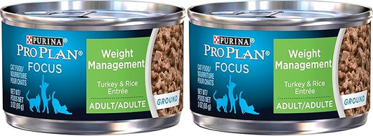 Purina Pro Plan Weight Control Pate Wet Cat Food,Specialized Weight Management Turkey & Rice Entree - 3 oz. Pull-Top Cans,(Pack of 48)