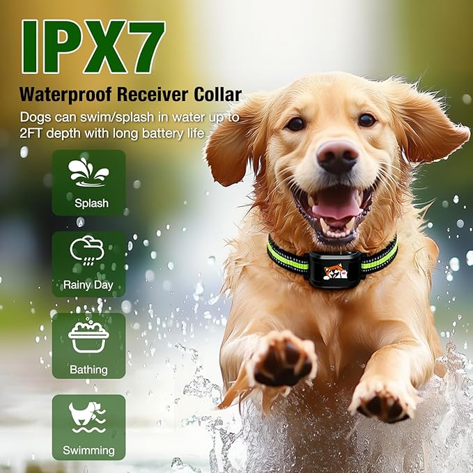 Pet Smart Wireless Dog Fence Collar for 3 Dogs 2.4GHz Electric Dog Fence Portable Waterproof Rechargeable Pet Training Collars (1 Controller & 3 Collar)