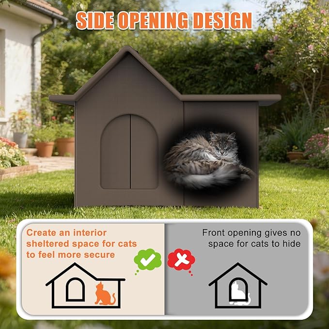 Outdoor Cat House, Weatherproof Pet Shelter for Cats, Durable Cat Bed for Outdoor Indoor, Easy Assembly