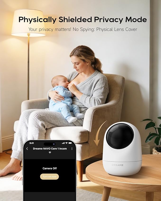 DREAME 2.5K 4MP Pet Dog Camera, Indoor Security Camera Wireless, Dual-Band 5G/2.4G Wi-Fi, Auto-Tracking, 360° Pan-Tilt, Cloud & Local Storage, Physical Privacy Mode, Work with Alexa & Google, White