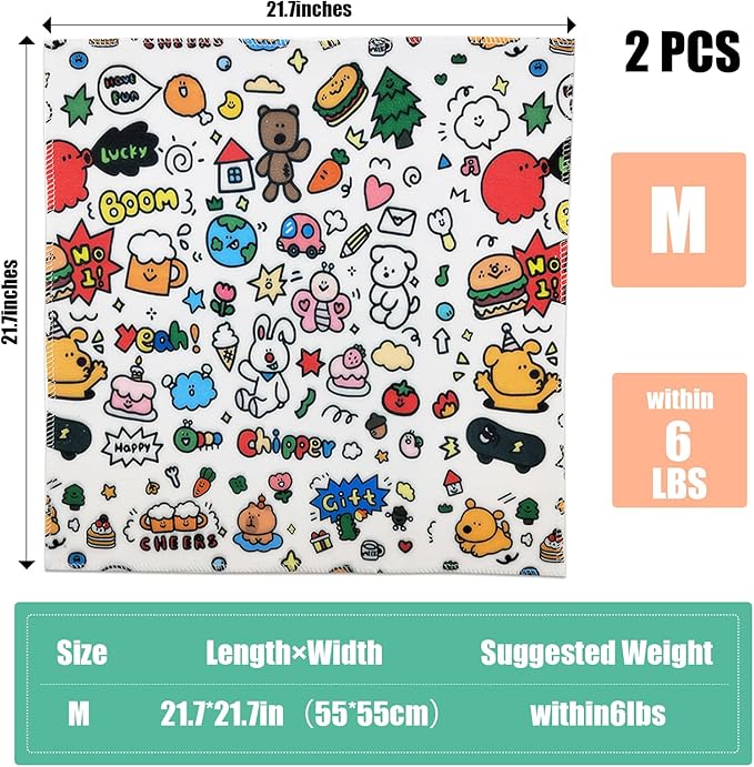 2 Pcs Cat Grooming Wrap, Self-Adherent Calming Cat Swaddle Wrap 21.7x21.7in, Cat Wrap for Grooming, Nail Clipping, Anti-Scratch, Anti-Escape