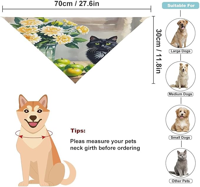 Dog Bandana Spring Pet Scarf Adjustable Triangle Family Cat Printing Dog Bib Washable Polyester Puppy Bandana for Small Medium Large Dogs Cat Birthday Party Supplies