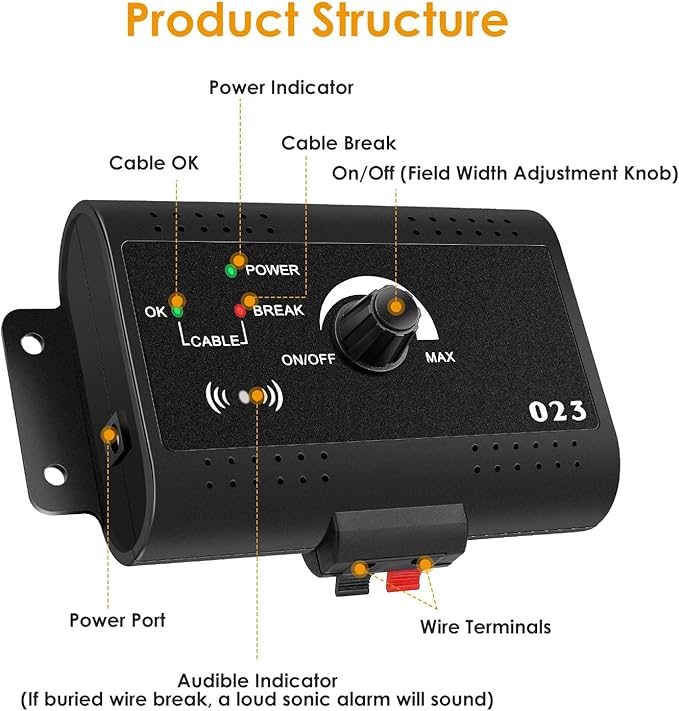 Wireless Dog Fence System, 1.2 Acre Electric Pet Containment System with 2 Waterproof Rechargeable Shock Collar and 984Ft Underground Boundary Wire, Tone/Shock Correction for 2 Dogs