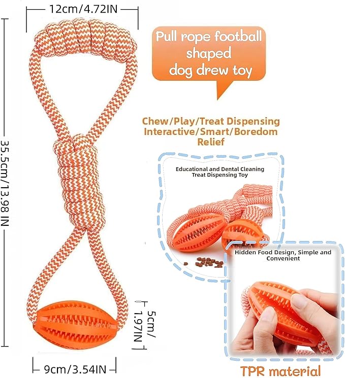 Dog Toy Bundle,3 Pack Interactive Balls,Automatic Moving&Rolling Dog Ball with RC+Chew Corn Toy+Chew Rope Toy,Moving Ball with USB Rechargeable