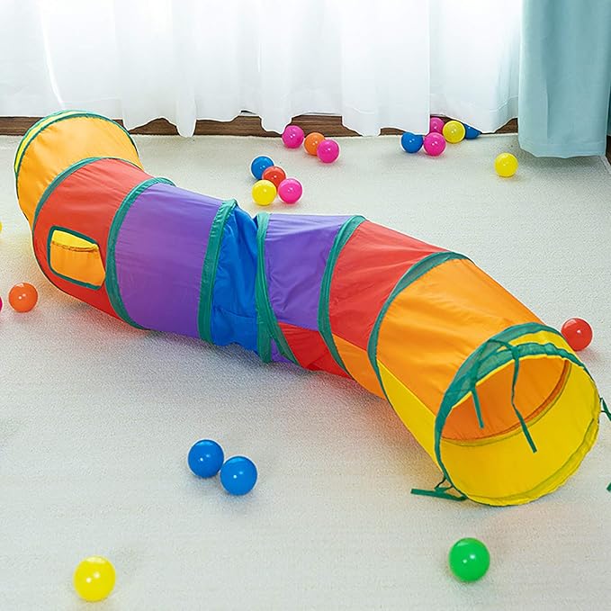 Cat Tunnel for Indoor Cats Interactive, Rabbit Tunnel Toys, Pet Toys Play Tunnels for Cats Kittens Rabbits Puppies Crinkle Pop Up Rainbow 47" Shape S