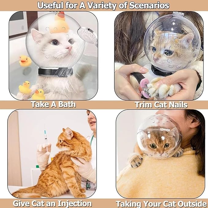 Cat Muzzle - Breathable Transparent Head Cover, Cat Grooming Muzzle for Safety and Comfort, Pet Accessory for Bathing and Shedding, Animal Category Lightweight Feature, Small Dogs Nail Trimming