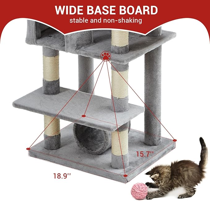 GarveeLife Cat Tree for Large Cat 74",Tall Cat Tower for Indoor Cats with 11 Scratching Posts, Hammock, Large Top Perch,Toy Balls, Sturdy Heavy Duty House for Adult Big Cats