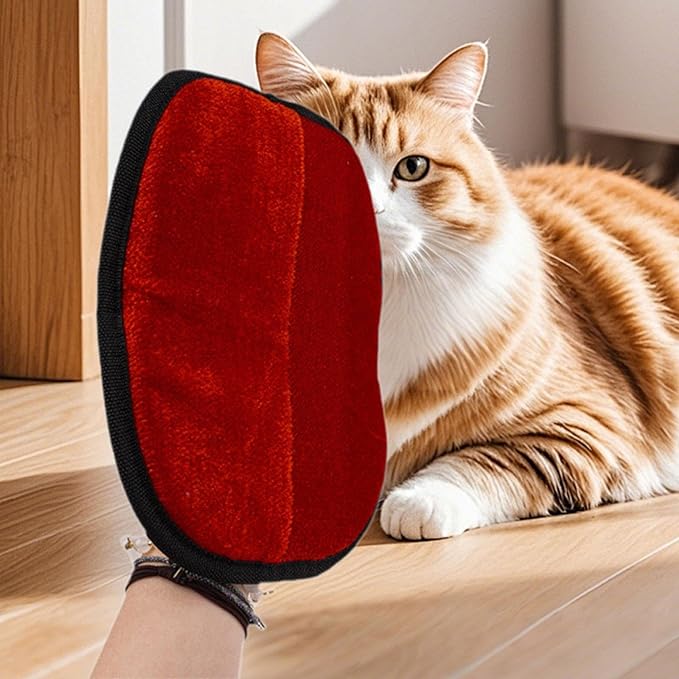 HouseVibe Pet Hair Remover Glove Professional Grooming Comb Detangling Brush for Dogs Cats Rabbits Small Animals Clothes Furniture 9.45x7.28 inch- Red