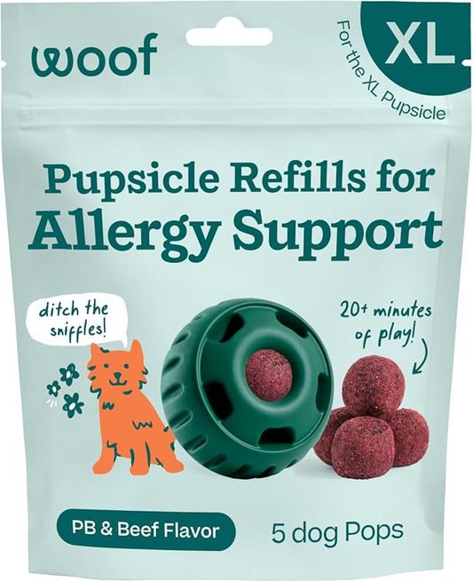 WOOF Pupsicle Refill Pops for Allergy Support for Dogs - Allergy Dog Treats for The Pupsicle Toy to Support Your Dog’s Natural Immune Defenses - Extra Large Pops - 5 Count