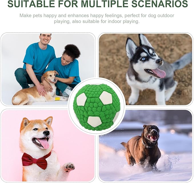 Dog Football Squeaky Chew Ball Sturdy Rubber Teething 9.5cm for Small Dogs Puppies Interactive Play Fetch Pet Supplies