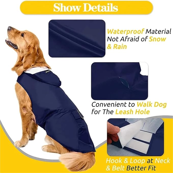 Dogs Waterproof Clothes Pet Raincoat with Reflective Strip Cat Hooded Jacket Raincoat Pet Outdoor Supplies(XX-Large)