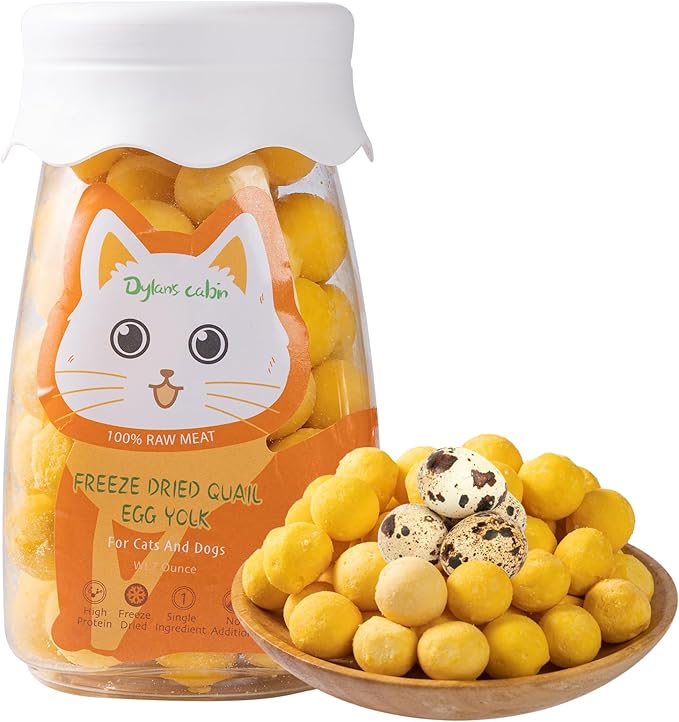 Dylan's cabin Freeze Dried Quail Egg Yolk - Single Ingredient Cat and Dog Treats Raw Natural Healthy Tasty Snacks for Training (198g)
