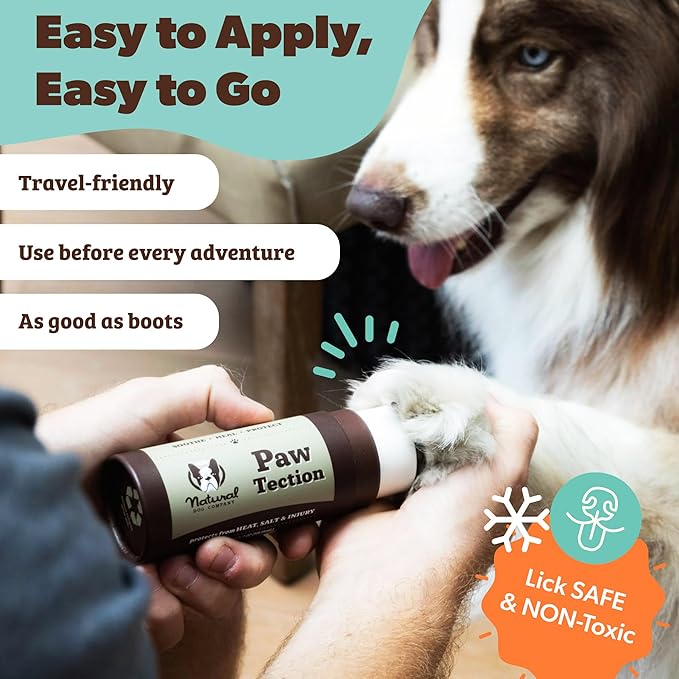 Natural Dog Company PawTection Balm for Dogs – Winter Paw Protection from Snow, Ice & Salt, Wax-Based Paw Barrier Balm, All Breeds for Cold Weather Walks & Outdoor Adventures, Lick-Safe, 2 oz Tin