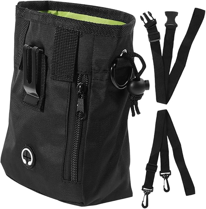 minkissy Dog Treat Training Pouch Portable Snack Bag Black 13x6x18cm Puppy Training Supplies Waist Pack for Outdoor Pet Treat Storage
